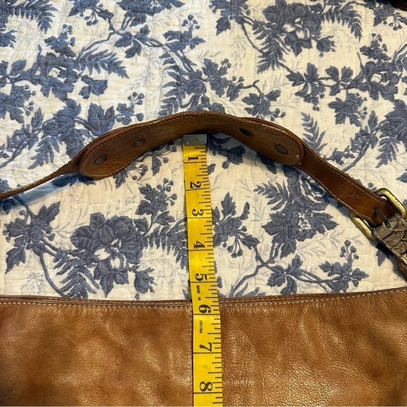 Pulicati Shoulder Bag Italian Made Camel Tan Leather Purse Snakeskin 14.5” x 11” - Picture 11 of 11